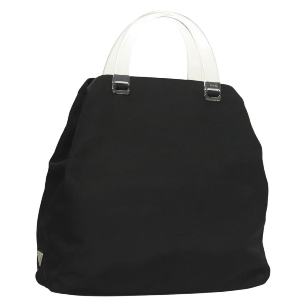 PRADA Hand Bag Nylon Black Silver